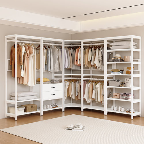 开放式金属衣柜框架步入式衣帽间架子组装自制货架衣柜钢架结构 - 图0