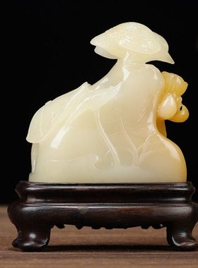 《荷塘月色》 福建寿山结晶芙蓉石 石雕摆件摆设中秋送领导送长辈