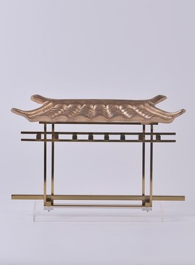 新中式金属古建筑牌坊摆件样板房间书房办公室玄关柜酒店装饰摆放