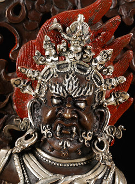 愤怒莲师铜像10寸铜镀银忿怒莲B师室内铜制室内装饰家居桌面摆件