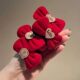 ເດັກຍິງປີໃຫມ່ຂອງສີແດງ velvet bow headband ເດັກນ້ອຍ hairband ເດັກນ້ອຍບໍ່ມີຜົມ elastic ສູງທີ່ຈະມັດຜົມຢາງພາລາ band hairband
