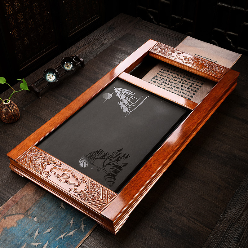 畅宏大号茶盘实木茶台家用石头功夫茶具茶托套装全自动电磁炉茶海 - 图1