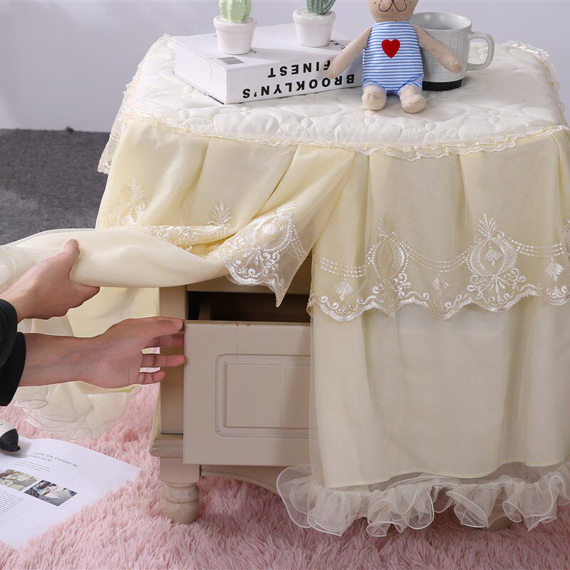 刺绣边牀头柜盖布蕾丝公风牀头柜罩防尘牀包小桌布牀头柜,淘宝优惠券,粉丝福利购,淘宝优惠卷