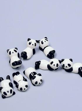 陶瓷熊猫筷托餐桌摆件筷子架桌面装饰餐厅中式国风动物厨房工艺品