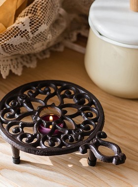 复古铸铁隔热垫杯垫保温架加热底座装饰欧式摄影拍摄道具造景