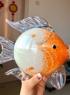 琉璃玻璃鱼创意客厅摆件家居饰品餐桌现代软装玄关酒柜电视柜摆设