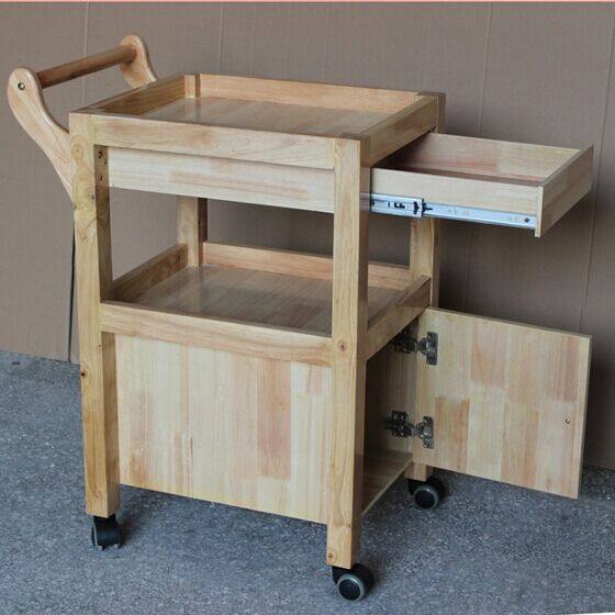 美发推车三层带抽屉手推车院实木小推车工具车酒水车,淘宝优惠券,粉丝福利购,淘宝优惠卷