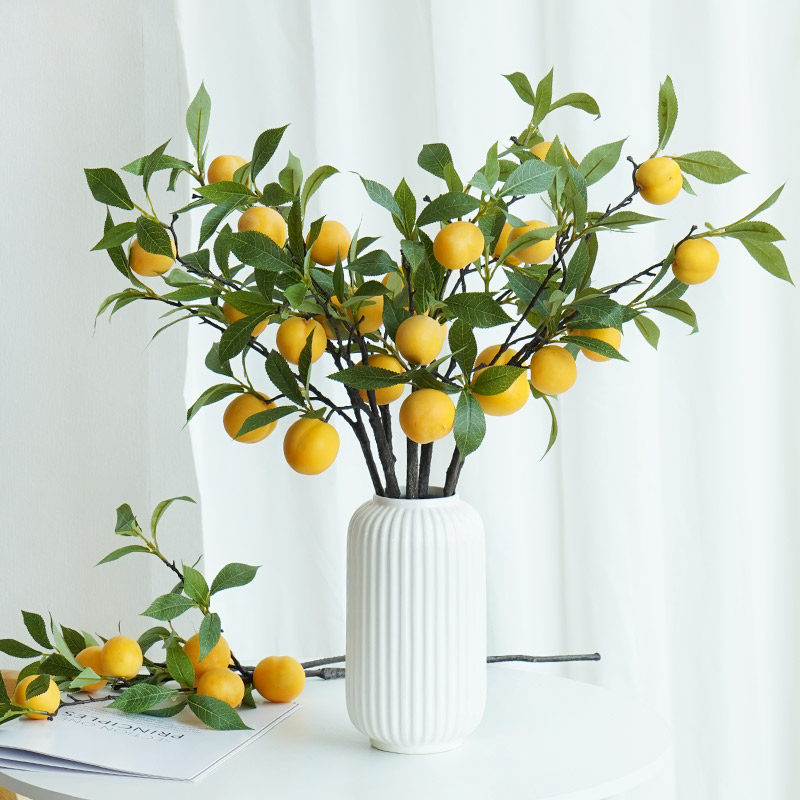 杏子仿真果树枝客厅玄关装饰摆饰餐桌插装饰干燥假仿真水果,淘宝优惠券,粉丝福利购,淘宝优惠卷
