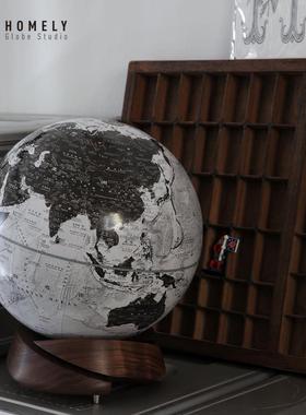 螺旋底座】矿岩黑色宏微地球书房客厅办公室样板间地球仪摆件开业