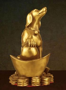 全铜狗摆件家居客厅玄关生肖狗办公室补缺角工艺礼品摆饰金钱狗送