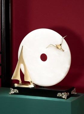 天然玉石平安扣桌面摆设帆船摆件办公室酒柜装饰品乔迁商务送礼品