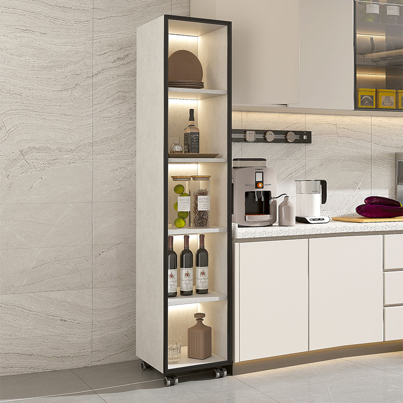 厨房夹缝置物架落地多层冰箱缝隙窄橱柜玻璃门微波炉锅具碗边立柜 - 图2