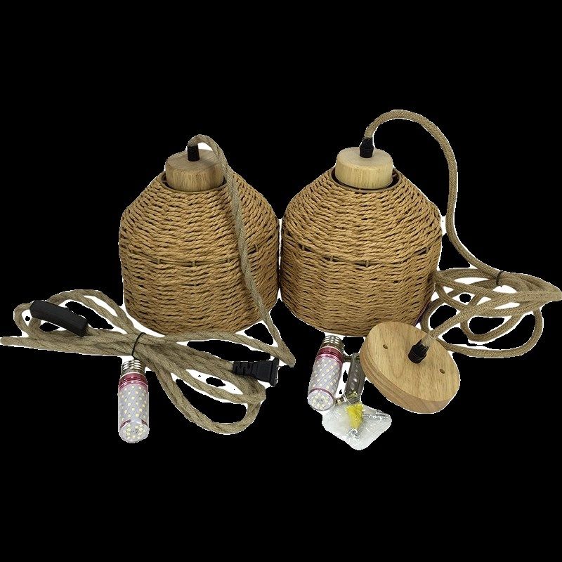 复古纯手工编织灯罩外壳带线民宿客栈藤编吊灯纸绳灯卧室氛围灯,淘宝优惠券,粉丝福利购,淘宝优惠卷