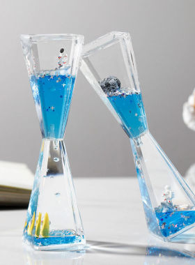 沙漏太空人流体漂流瓶摆件永不沉没创意油滴漏情侣生日礼物流沙瓶