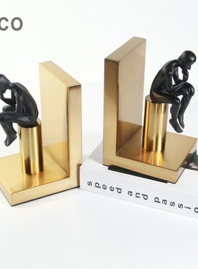 金色书档摆件美式简约思考者样板房办公室书桌书柜装饰品家居饰品