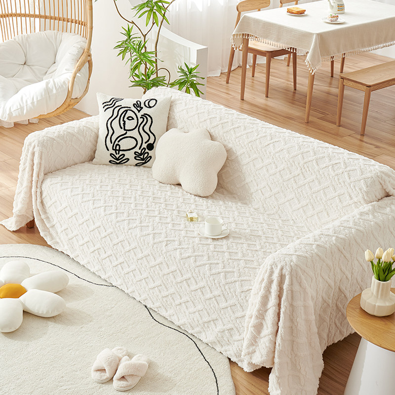 纯色毛绒沙发巾盖布加厚四季通用全包盖毯子冬季新款沙发罩,淘宝优惠券,粉丝福利购,淘宝优惠卷