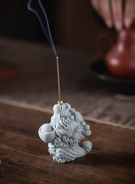 国潮生肖龙线香插茶宠茶玩摆件创意钱龙送宝香薰炉客厅桌面装饰品