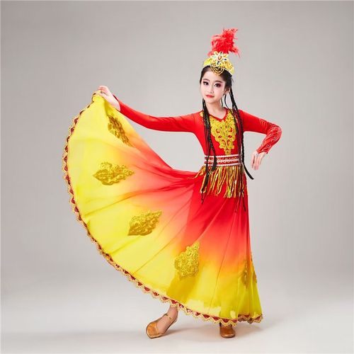 新疆舞蹈演出服儿童女童古丽舞维族维吾族尔族少数民族服装舞蹈服 - 图1