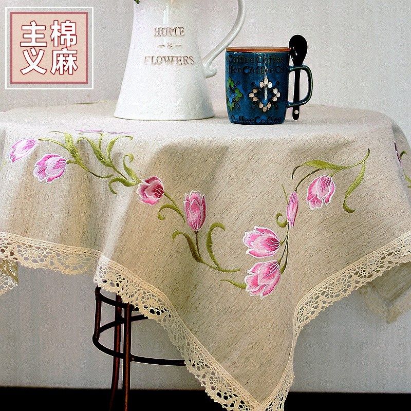 桌布布艺棉麻小新 台布茶几巾欧式田园刺绣 盖巾桌旗餐垫,淘宝优惠券,粉丝福利购,淘宝优惠卷
