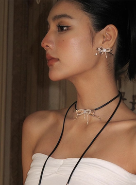 王玉雯同款蝴蝶结珍珠项链女长款