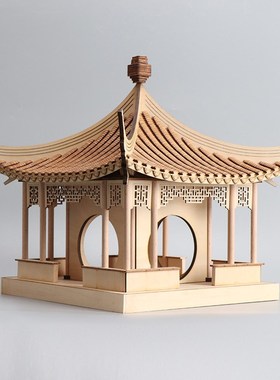 中式木质凉亭建筑屋檐客厅玄关家居禅意雕塑台软装饰品电视柜摆件