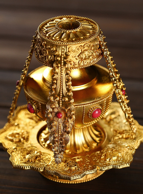 博福黄铜雕花贲巴壶家用尼泊尔工艺供奉文巴壶宝瓶净水壶大号摆件