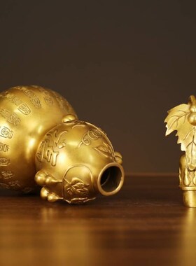 百福葫芦黄铜摆件工艺品工厂直发可开盖纳物存取家居客厅摆件装饰