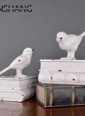欧式复古小鸟书靠摆件书立书挡书夹 美式家居饰品书房软装配饰