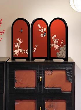 喜上眉梢小屏风红色桌面摆件新中式客厅玄关高级感小众家居装饰品