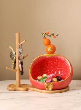 创意中式石榴入户玄关钥匙收纳摆件客厅进门鞋柜葫芦乔迁新居礼品