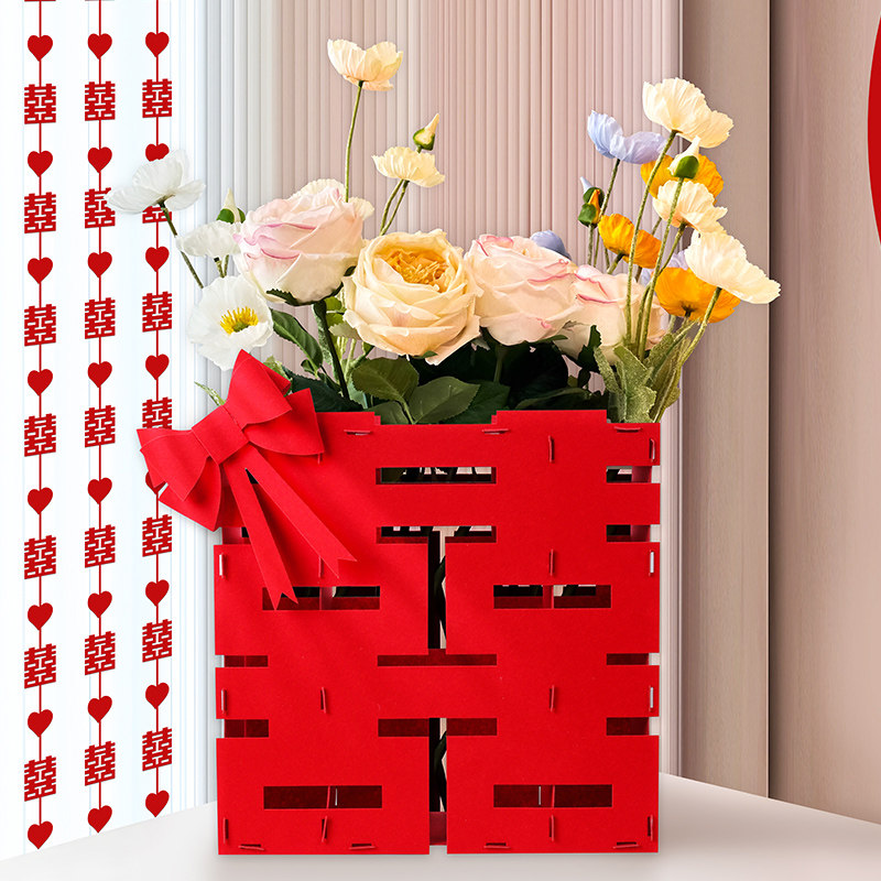 结婚立体喜字摆件婚房装饰桌摆绒布喜子个性创意花瓶婚庆用品大全,淘宝优惠券,粉丝福利购,淘宝优惠卷