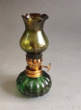 古玩杂项收藏仿古小号琉璃油灯家居摆件老物件两款可选