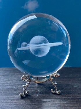 发光土星水晶球桌面小夜灯摆件LED灯玻璃球装饰品生日礼物女毕业