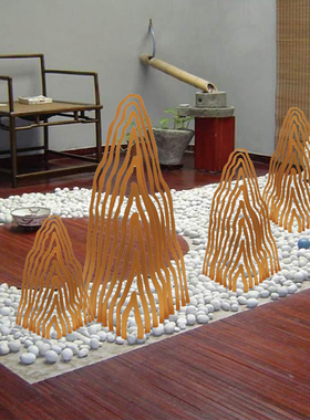 铁艺假山摆件别墅酒店售楼部户外园林金属工艺品装饰落地造景摆设