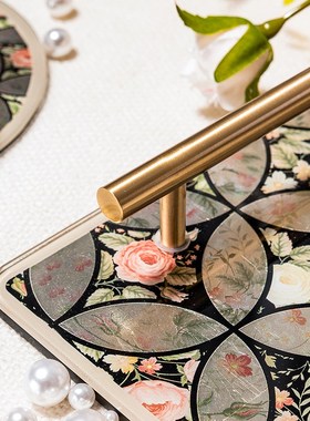 KP托盘轻奢首饰收纳桌面摆件样板房家居摆件香薰玄关钥匙收纳盘