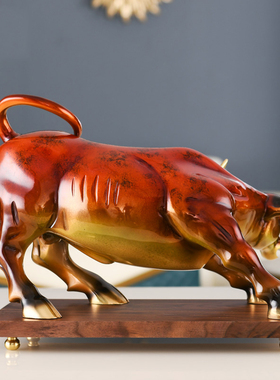 纯铜牛摆件办公室牛气冲天样板房客厅招财生肖牛转乾坤桌面装饰品