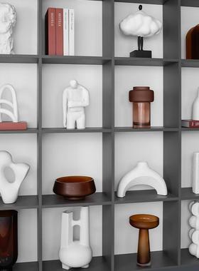 玻璃花器样板间书房书柜软装摆设售楼部展厅家居饰品创意摆件组合