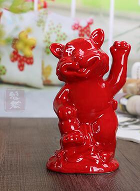 陶瓷红财鼠牛虎兔龙蛇马羊猴鸡狗猪摆件风水家居工艺品陈设