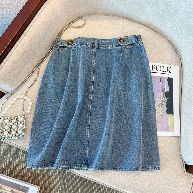 胖mm梨型身材套装牛仔半身裙大码短装t恤两件套微胖女装2024新款,淘宝优惠券,粉丝福利购,淘宝优惠卷