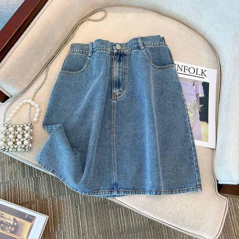 胖mm梨型身材套装牛仔半身裙大码短装t恤两件套微胖女装2024新款,淘宝优惠券,粉丝福利购,淘宝优惠卷