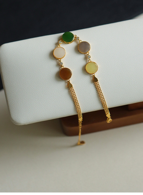 s925银镶和田玉多宝手链糖果色女