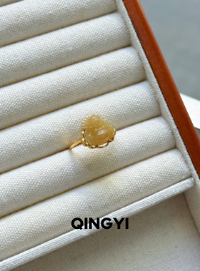 天然俄料和田玉糖玉佛公戒指s925银弥勒佛女款玉石指环送朋友礼物
