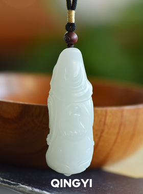 天然新疆和田玉羊脂白玉观音吊坠男女款玉石挂件玉坠送朋友礼物