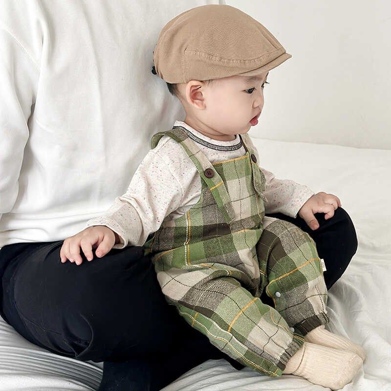 男童春秋新款套装婴幼儿卡通长袖T恤男女宝宝洋气格子休闲背带裤,淘宝优惠券,粉丝福利购,淘宝优惠卷