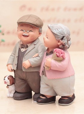 恩爱老人物摆件家居装饰工艺品客厅酒柜摆设闺蜜新婚礼品结婚礼物