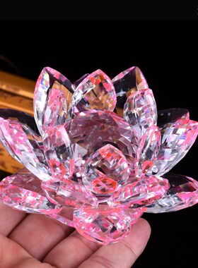 水晶莲花摆件汽车七彩莲花蜡烛座家居车内装饰手机珠宝柜台摆件