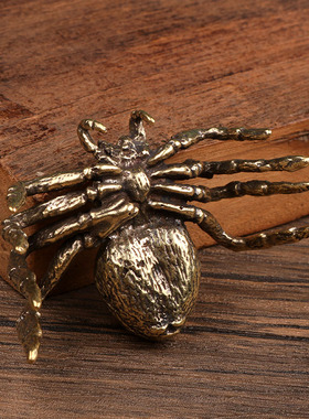 个性金属纯黄铜小摆件蜘蛛茶宠小铜器复古桌面工艺品摆件手把件