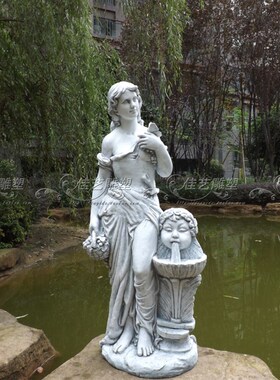 欧式玻璃纤维人物雕像装饰品家居客厅户外花园落地摆设和平鸽仕女