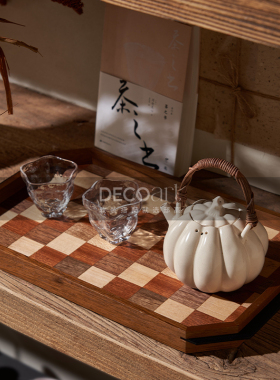 邸高中古原木风餐厅厨房餐边柜装饰品摆件高级感小众软装设计搭配