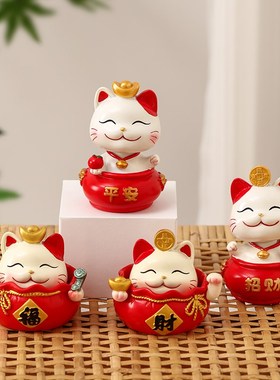 招财猫小摆件可爱桌面家居客厅装饰品乔迁开业礼品办公室解压摆设